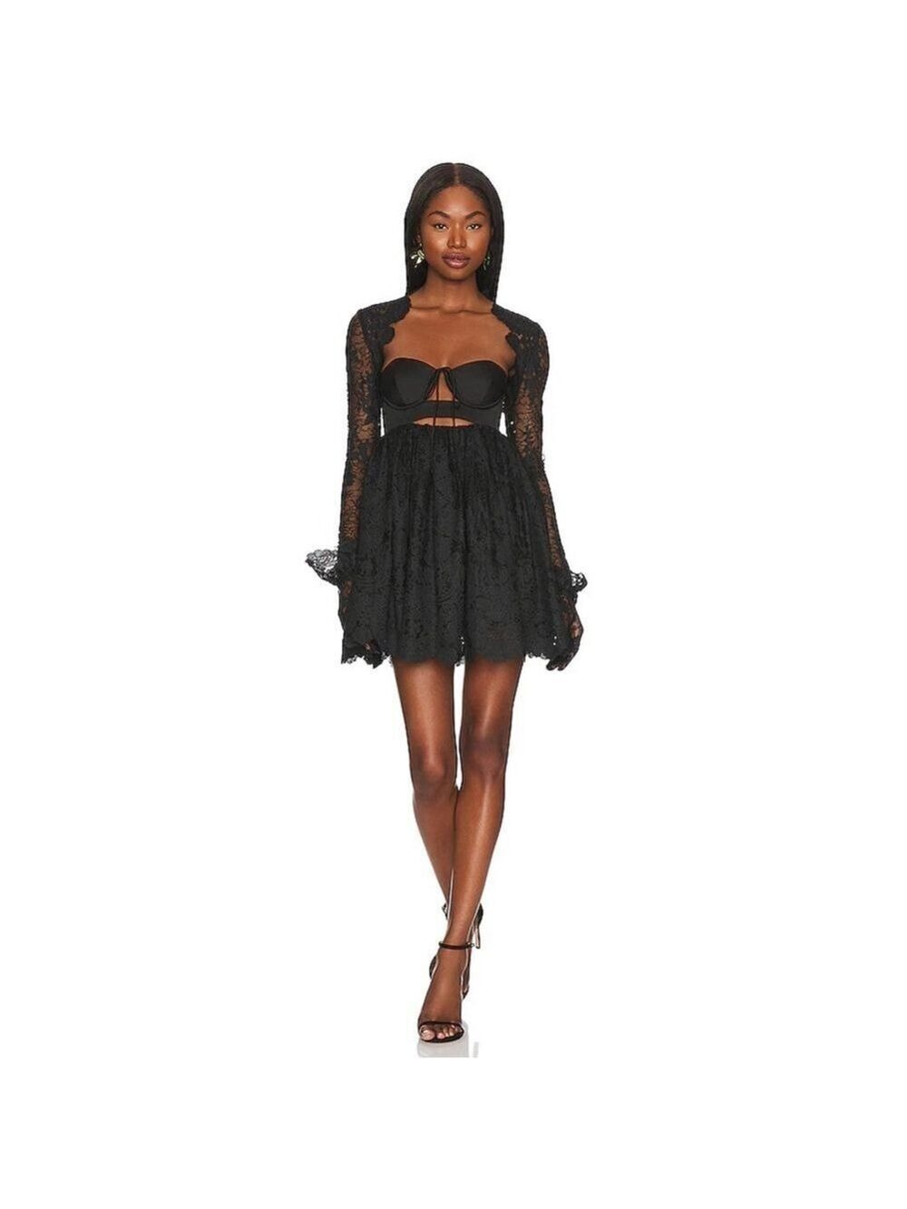 Women's For Love & Lemons Black Lace Mini Dress M $289 MSRP